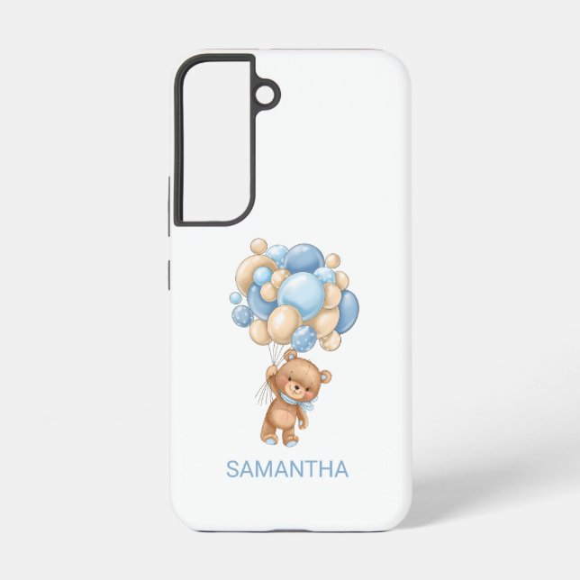 Teddy Bear BLUE Balloon Samsung Galaxy Coque (Verso)