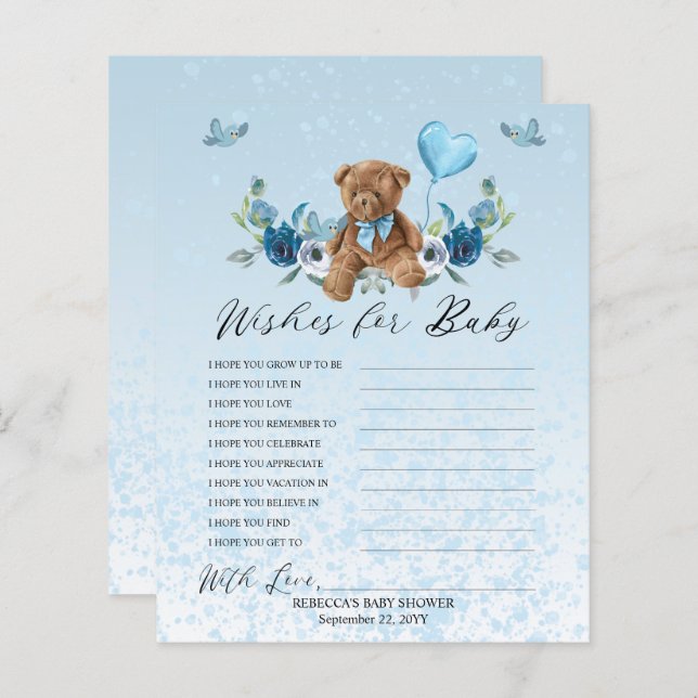 Teddy Bear Blue Balloon Wives for Baby Game (Devant / Derrière)