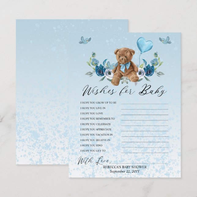 Teddy Bear Blue Balloon Wives for Baby Game (Devant / Derrière)