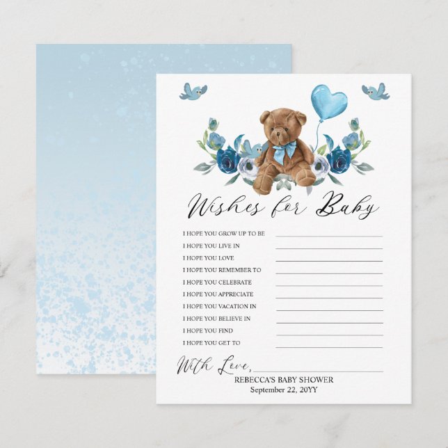 Teddy Bear Blue Balloon Wives for Baby Game (Devant / Derrière)