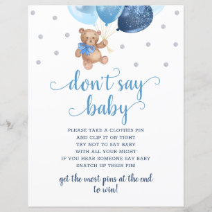 Teddy Bear Blue Balloons ne pas dire Baby Game