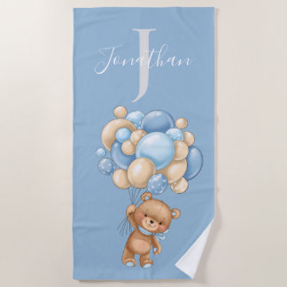 Teddy Bear Blue Balloons serviette de plage pour l