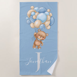 Teddy Bear Blue Balloons serviette de plage pour l
