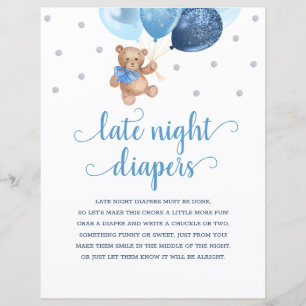 Teddy Bear Blue Et Silver Late Night Diapeurs Jeu