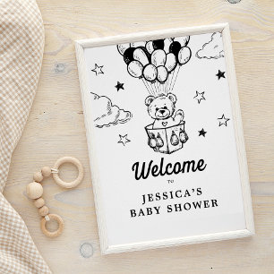 Teddy Bear Boho Baby shower Affiche de bienvenue