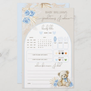 Teddy Bear Boho Blue Baby shower Prediction Jeu