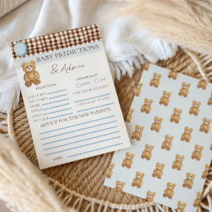 Teddy Bear Boy Baby shower de prédiction Jeu