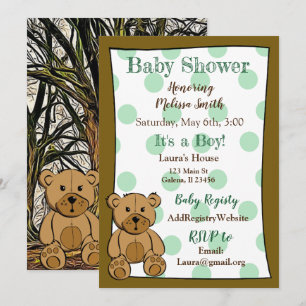 Teddy Bear Boy Baby Shower Invitations