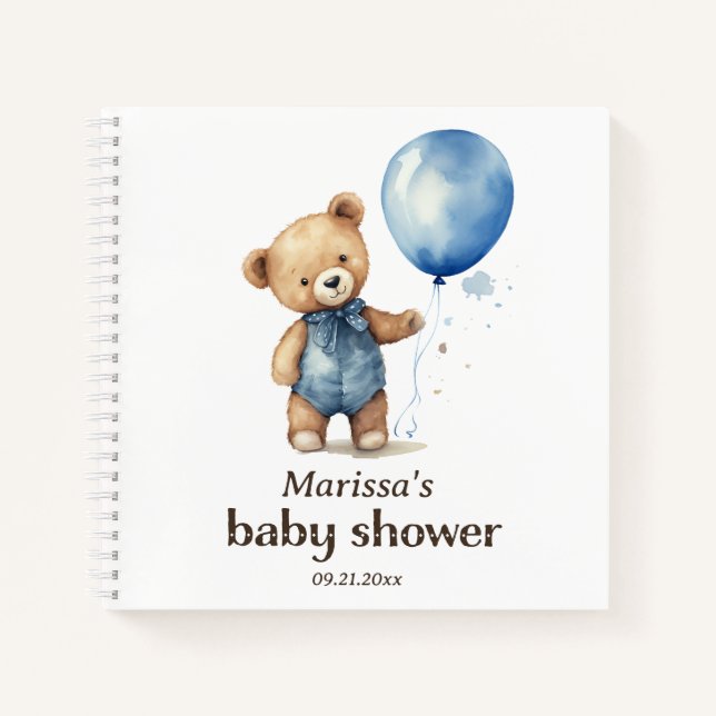 Teddy Bear Boy Baby shower Livre d'Invité (Devant)