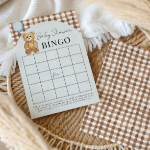 Teddy Bear Boy Baby shower Soft Blue Bingo Card