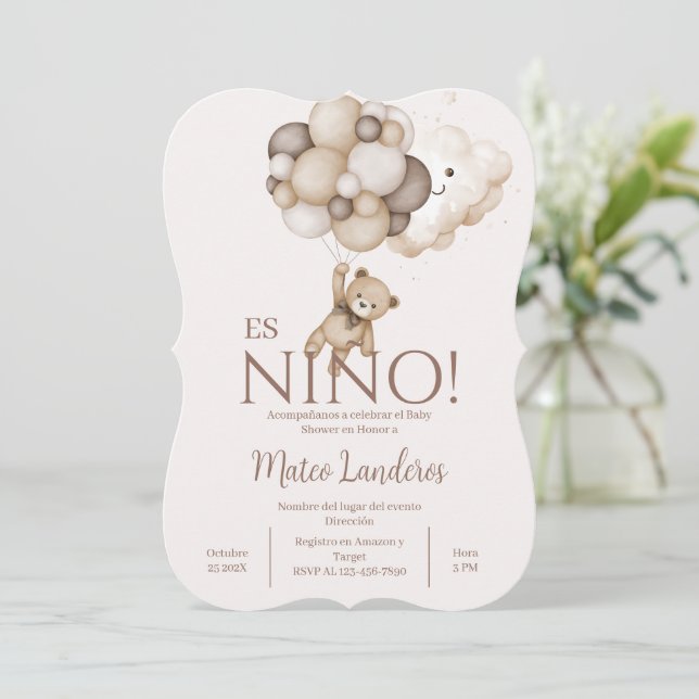Teddy Bear Boy Invitation espagnole (Debout devant)