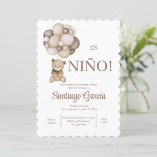 Teddy Bear Boy Invitation espagnole
