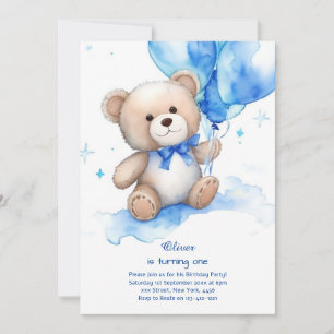 Teddy Bear Boy Invitation pour le premier annivers