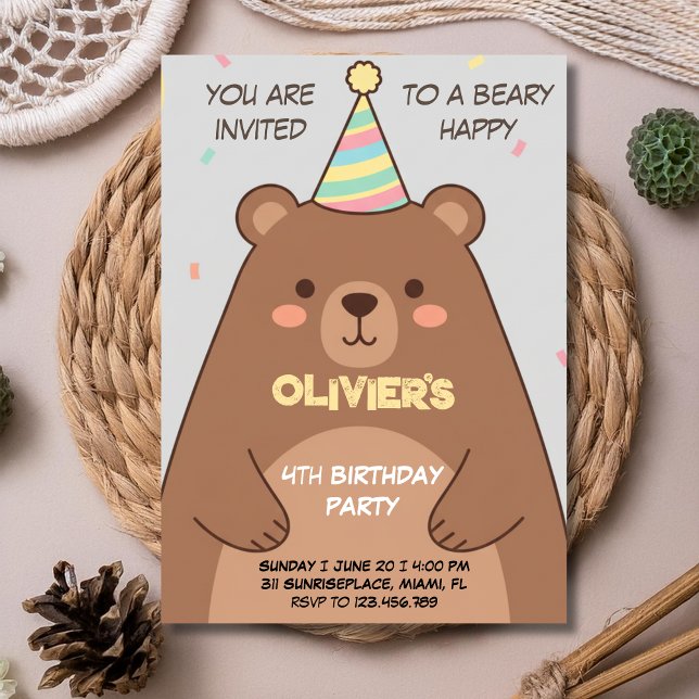 Teddy bear brown any age birthday invitation (Créateur téléchargé)