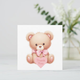 Teddy Bear Carte de remerciements rose