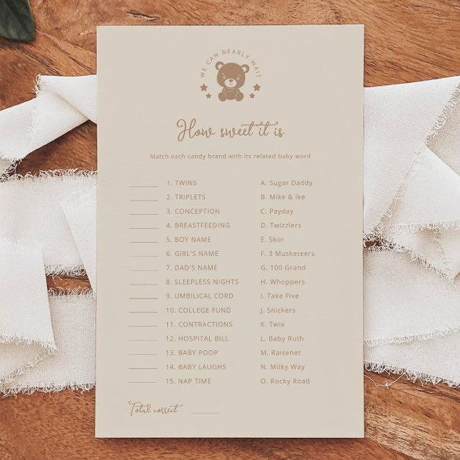Teddy Bear Comme C'Est Doux C'Est Baby shower Jeu (Créateur téléchargé)