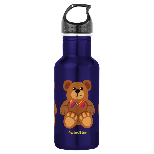 Teddy Bear Cute Kids Bouteille d'eau avec nom (Devant)