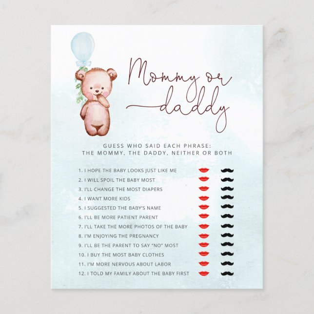 Teddy Bear Devine qui a dit ça maman ou papa jeu (Devant)