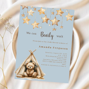 Teddy bear étoile bleu budget Baby shower invitati