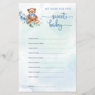 Teddy Bear Eucalyptus Wreath Boy Baby shower Jeu