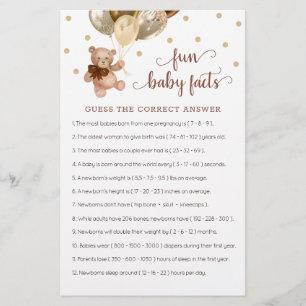Teddy Bear Fun Baby Facts Baby shower Facts