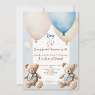 Teddy Bear Genre Reveal Celebration Invitation