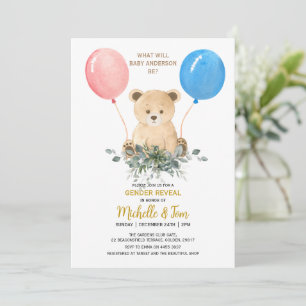 Teddy Bear Genre Reveal Party Invitation