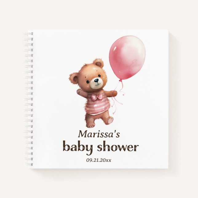 Teddy Bear Girl Baby shower livre d'invité (Devant)