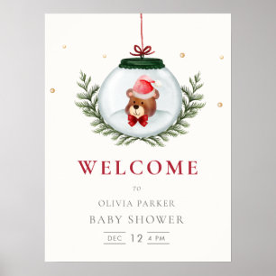 Teddy Bear Hiver Wreath Baby shower Affiche de bie