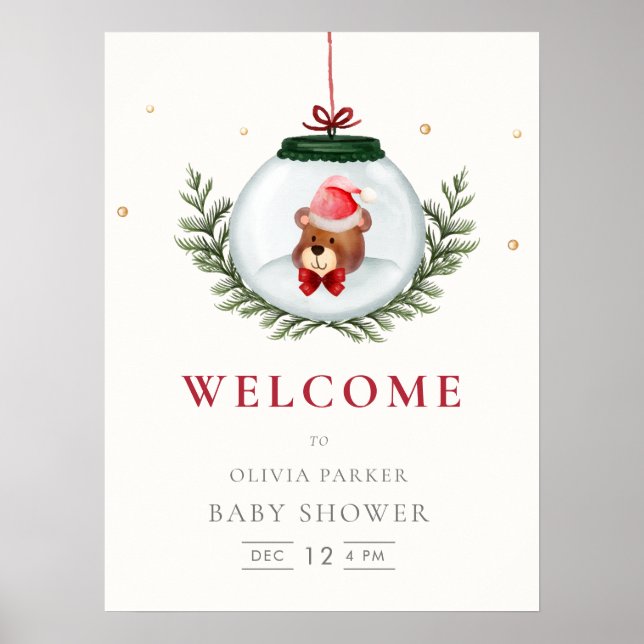 Teddy Bear Hiver Wreath Baby shower Affiche de bie (Devant)
