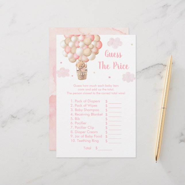 Teddy Bear Hot Air Balloon Guess The Price Game (Devant/Arrière en situation)