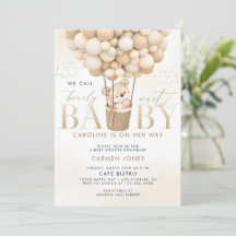 Teddy Bear Hot Air Balloons Baby shower Invitation