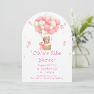Teddy Bear invitation baby shower fille