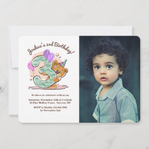 Teddy Bear Invitation photo de trois ans
