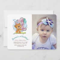 Teddy Bear Invitation photo d'un an
