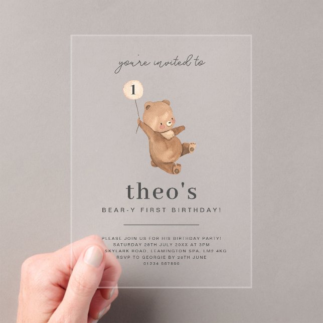 Teddy Bear Invitation pour le premier anniversaire (In situ (ordinateur de poche))