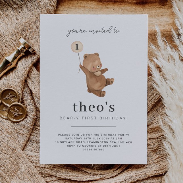 Teddy Bear Invitation pour le premier anniversaire (Teddy Bear First Birthday Invitation)