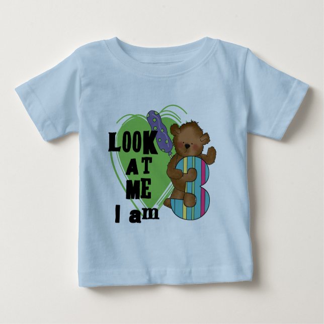 Teddy Bear Je suis 3 Tshirts et cadeaux d'annivers (Devant)