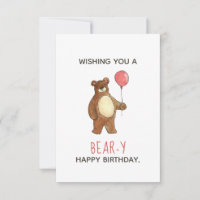 Teddy Bear Joyeux Birthday Red Balloon Carte Plat
