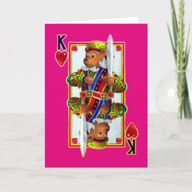 Teddy Bear King of Hearts Carte de voeux (Devant)