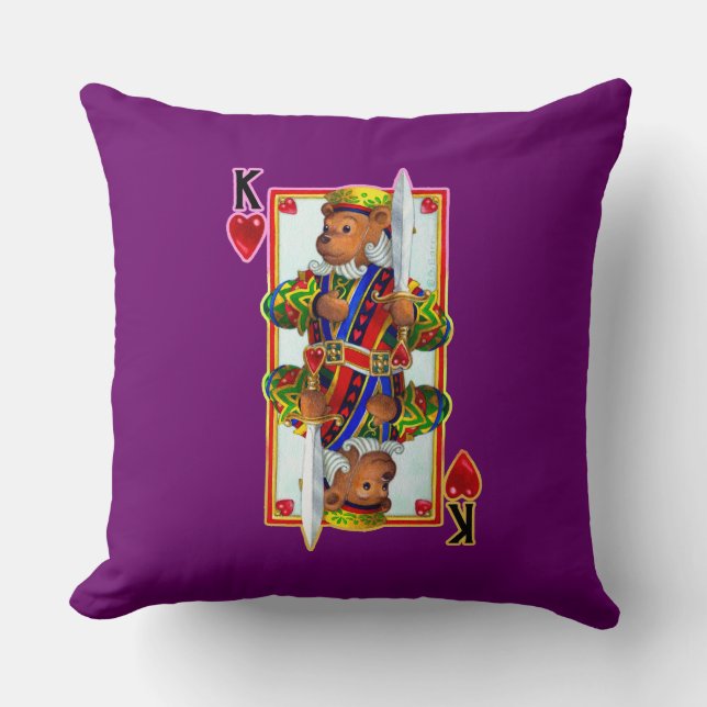 Teddy Bear King of Hearts Coussin (Recto)