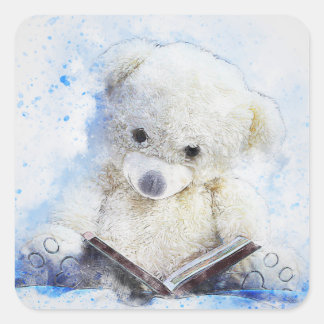 Teddy Bear Lecture Classic Stickers Carré