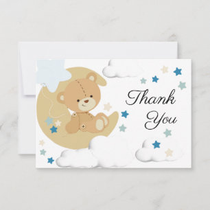 Teddy Bear Love Baby Boy Douche   CARTE DE REMERCI