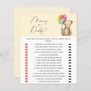 Teddy Bear - maman ou papa jeu de baby shower