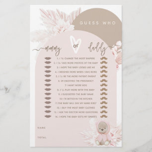 Teddy Bear Modern Boho Girl jeu Baby shower