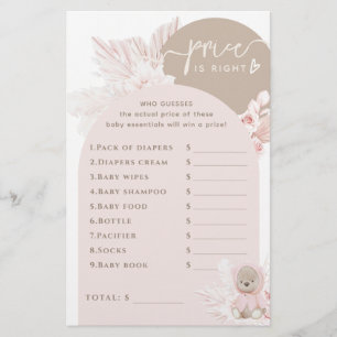 Teddy Bear Modern Boho Girl jeu Baby shower