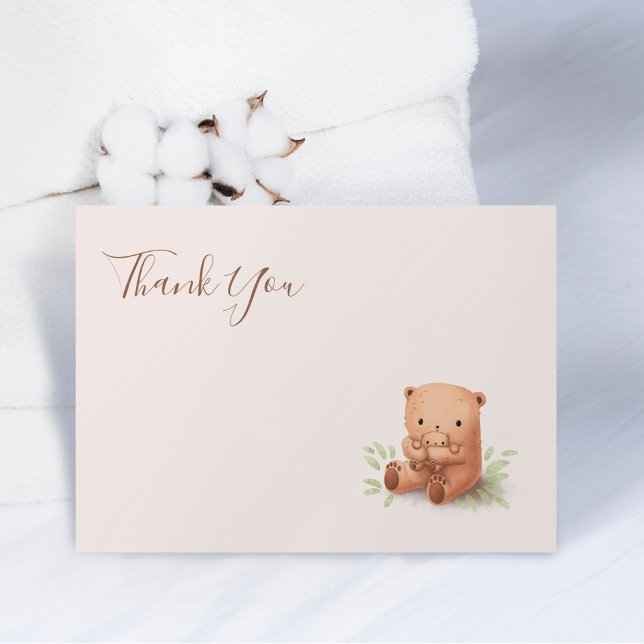Teddy Bear Neutral Baby shower Merci Note Card (Créateur téléchargé)