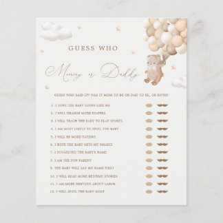 Teddy Bear Neutral maman ou papa Baby shower jeu