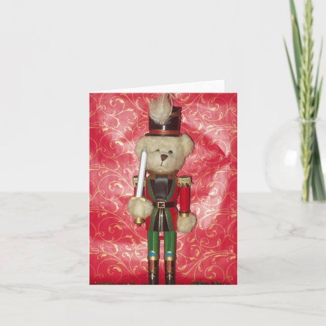 Teddy Bear Nutcracker Photo Carte de note pliée (Devant)