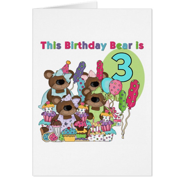 Teddy Bear Party 3e Anniversaire Tshirts et cadeau (Devant)